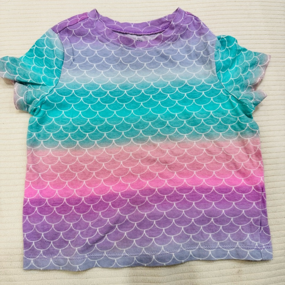 Colorful Mermaid Scale Kids Shirt 2T GUC